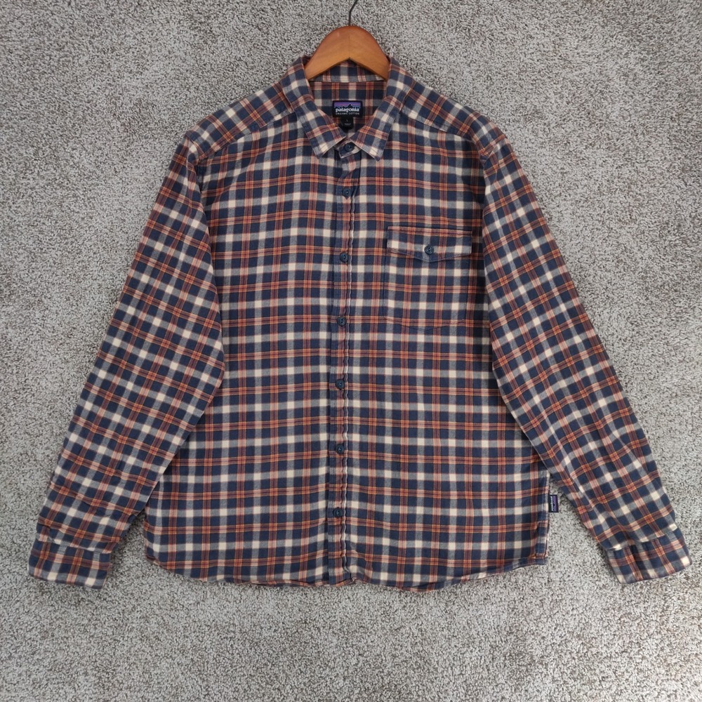 Patagonia Fjord Flannel Shirt Mens Large Plaid Lightweight Long Sleeve